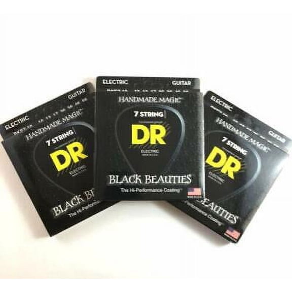 DR Guitar Strings 7-String 3-Pack Electric K3 Black Beauties Coated 10-56