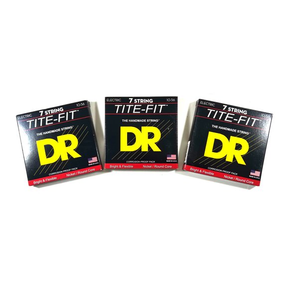 DR Guitar Strings 7 String Electric 3 Sets Tite-Fit 10-56 Roundcore Handmade USA
