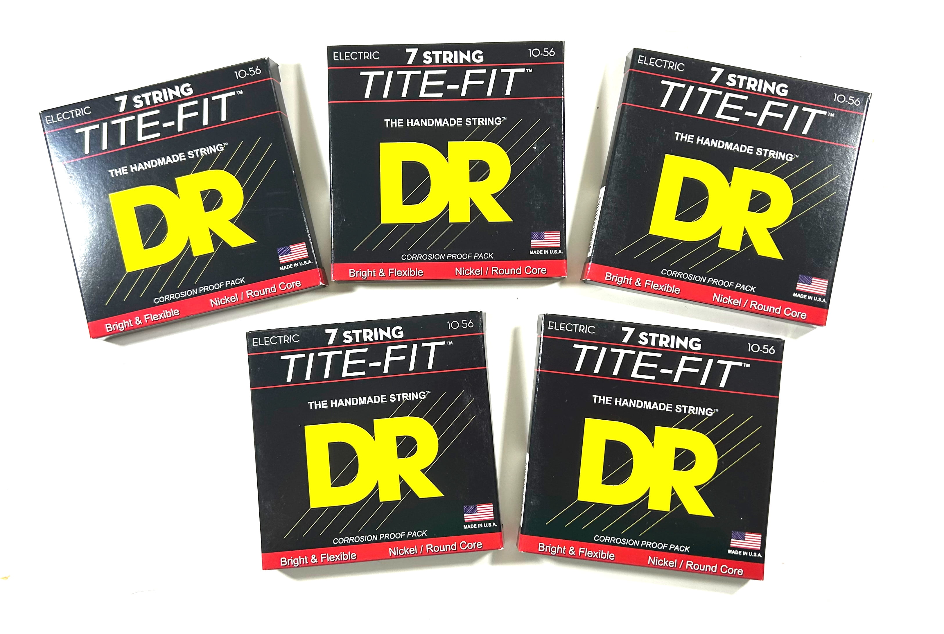 DR Guitar Strings 7 String Electric 5 Sets Tite-Fit 10-56 Roundcore Handmade USA