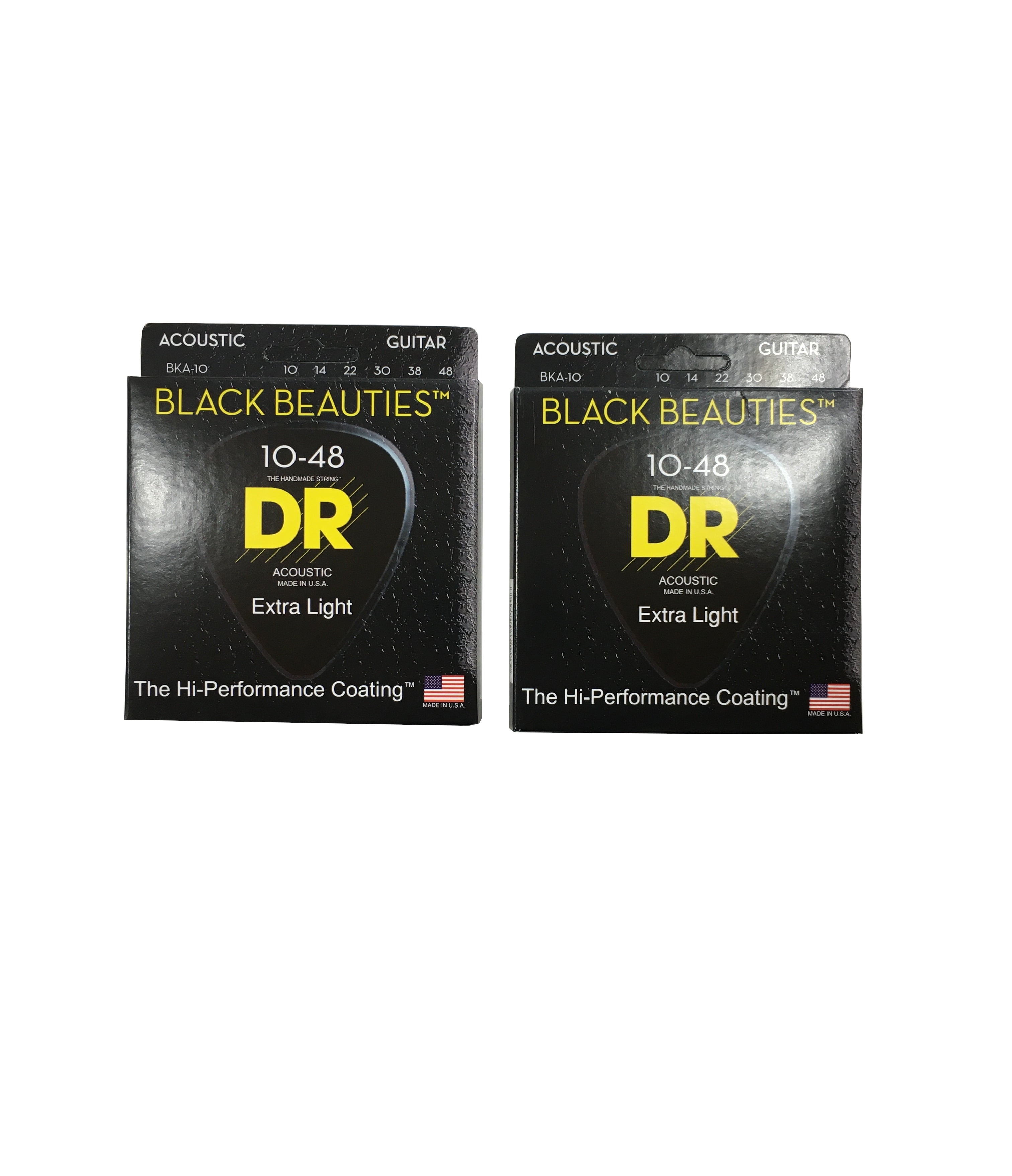 DR Guitar Strings Acoustic 2-Pack K3 Black Beauties Coated 10-48 Extra Light