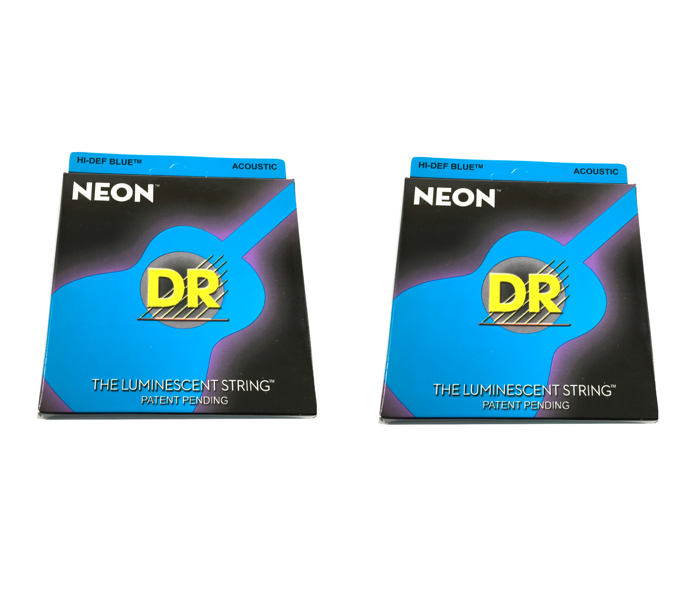 DR Guitar Strings Acoustic 2 Pack Neon Blue Medium Lite 11-50 Luminescent
