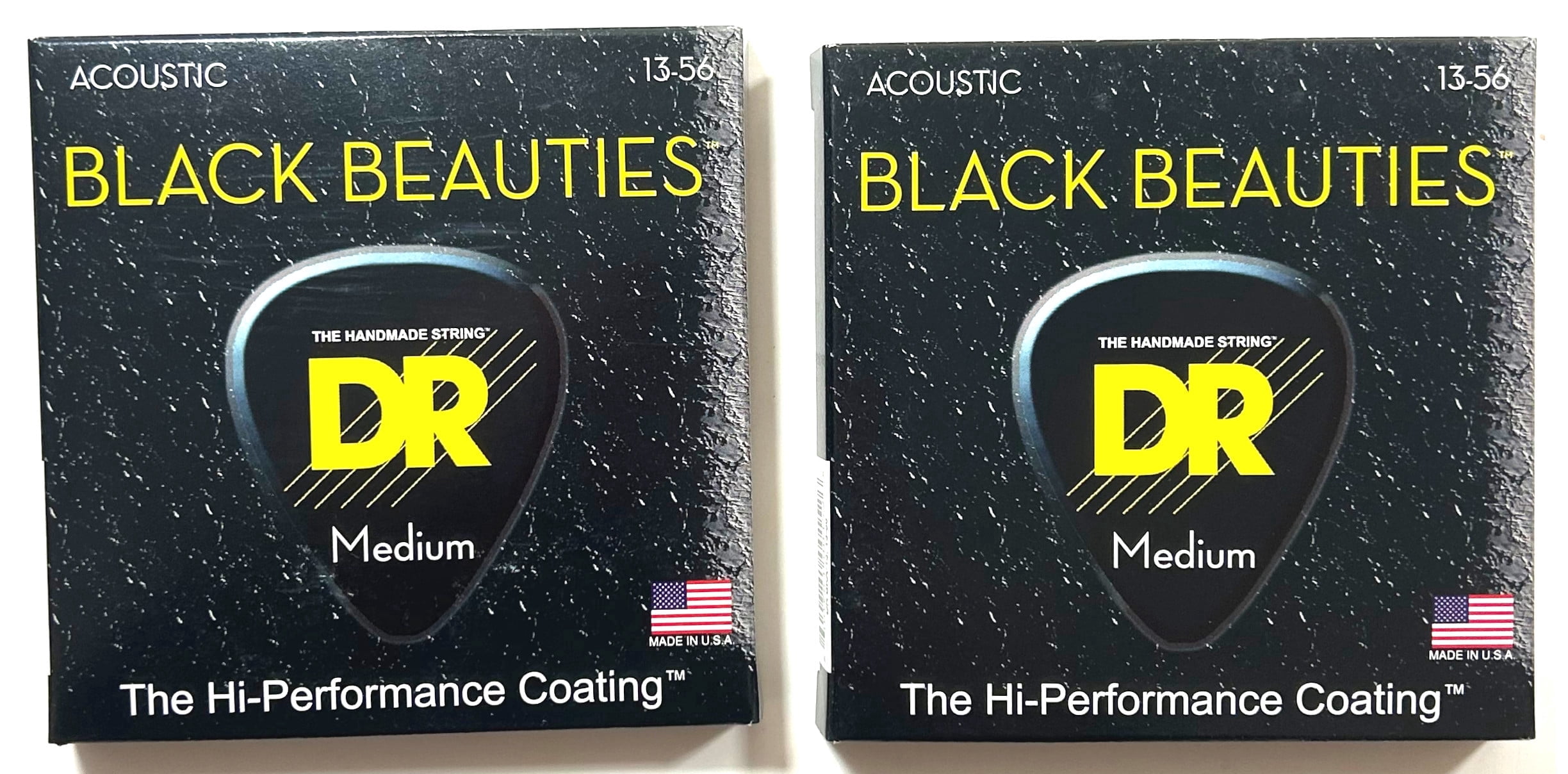 DR Guitar Strings Acoustic 2 Sets K3 Black Beauties Coated 13-56 Medium