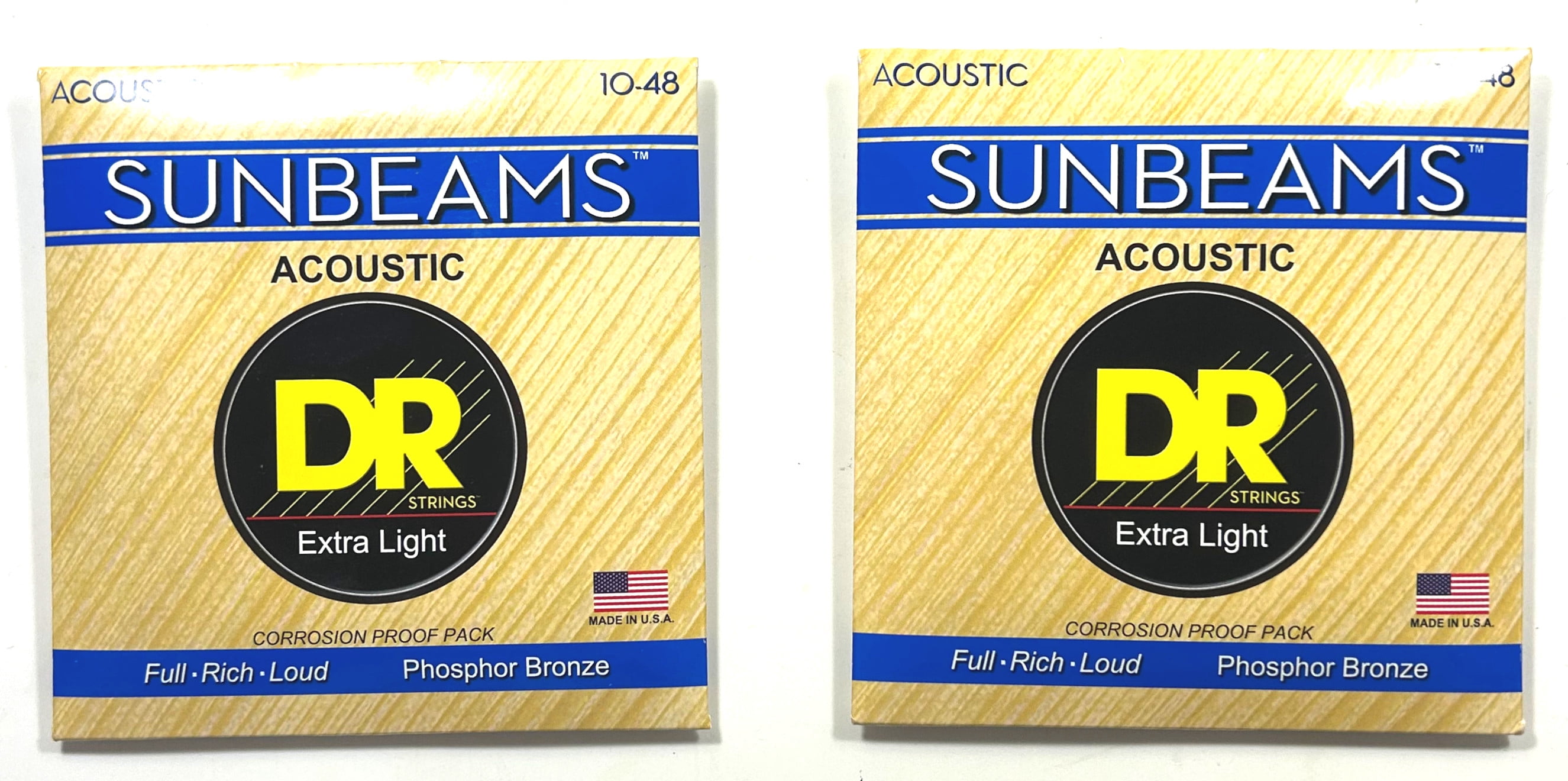 DR Guitar Strings Acoustic 2 Sets Sunbeams Phophor Bronze Round Wound 10-48