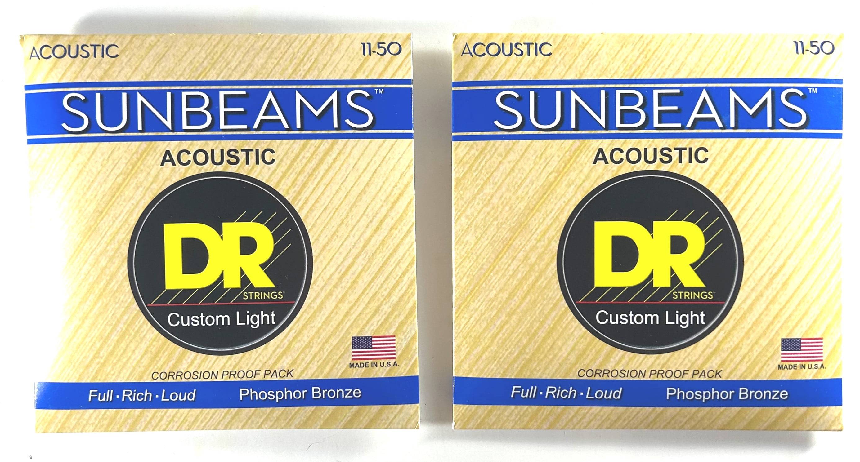 DR Guitar Strings Acoustic 2 Sets Sunbeams Phophor Bronze Round Wound 11-50