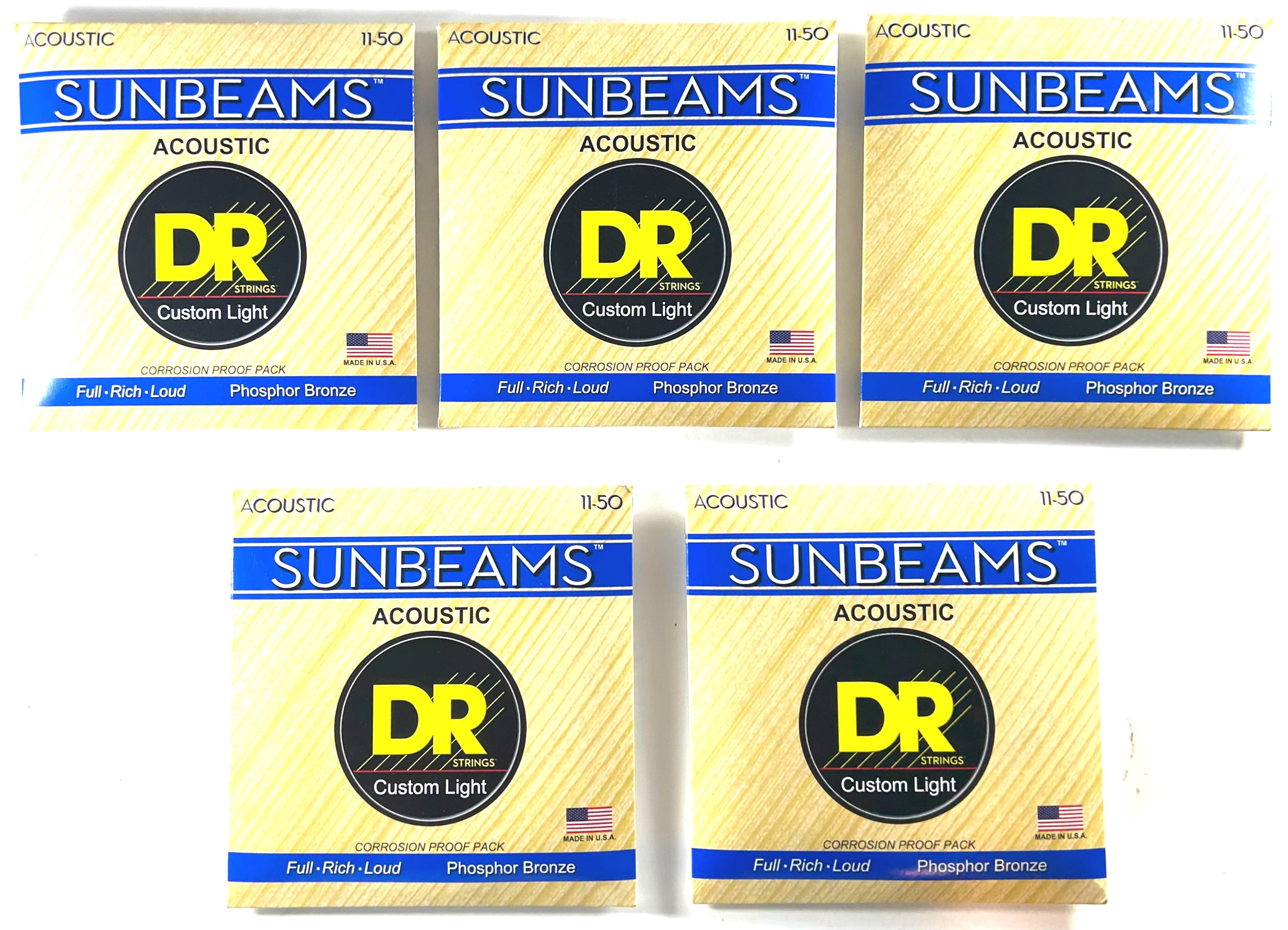 DR Guitar Strings Acoustic 3 Sets Sunbeams Phophor Bronze Round Wound 11-50
