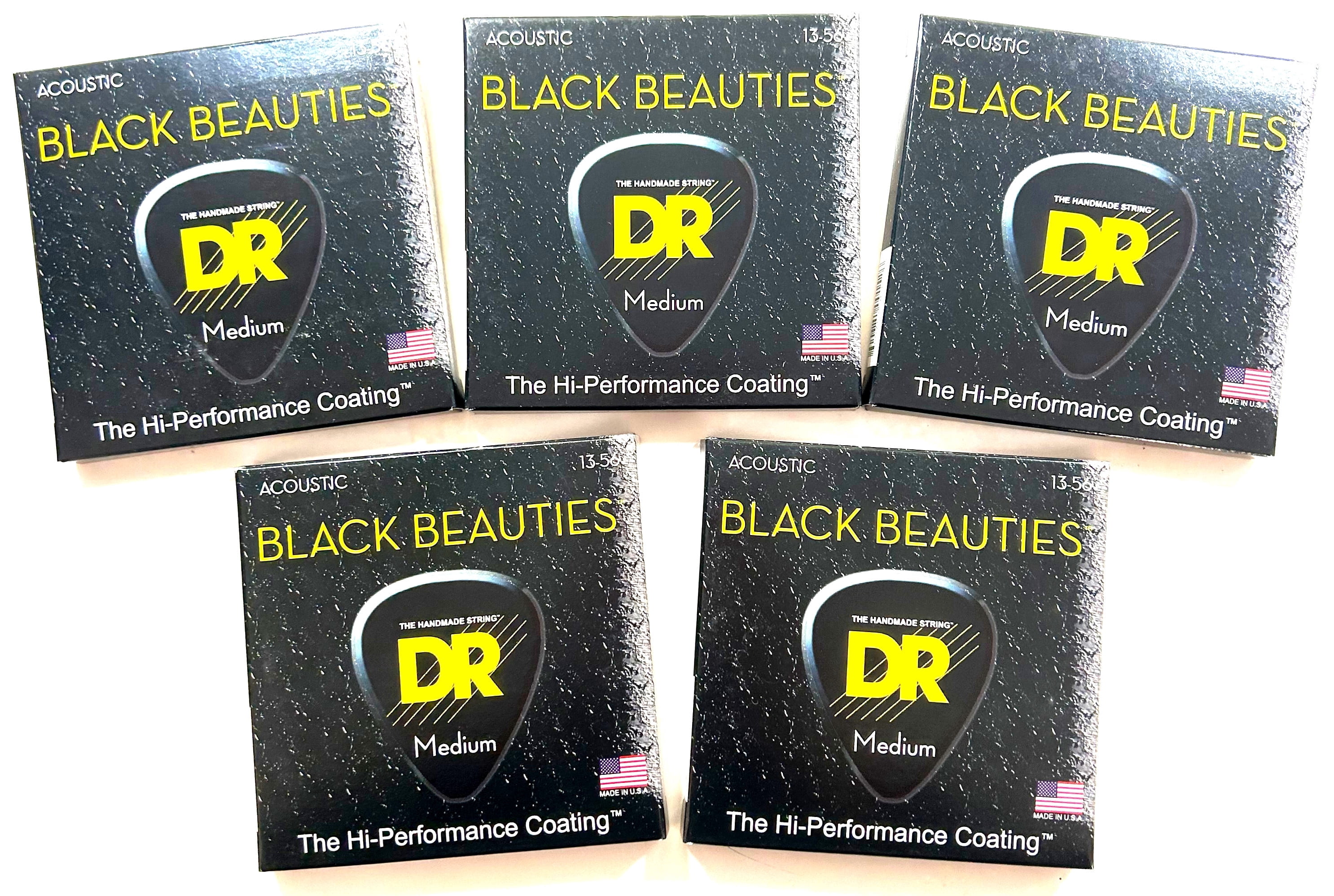DR Guitar Strings Acoustic 5 Sets K3 Black Beauties Coated 13-56 Medium