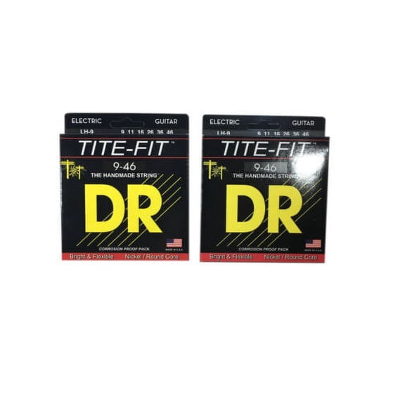 DR Guitar Strings Electric 2 Pack Tite-Fit 09-46 Light and Heavy Handmade USA