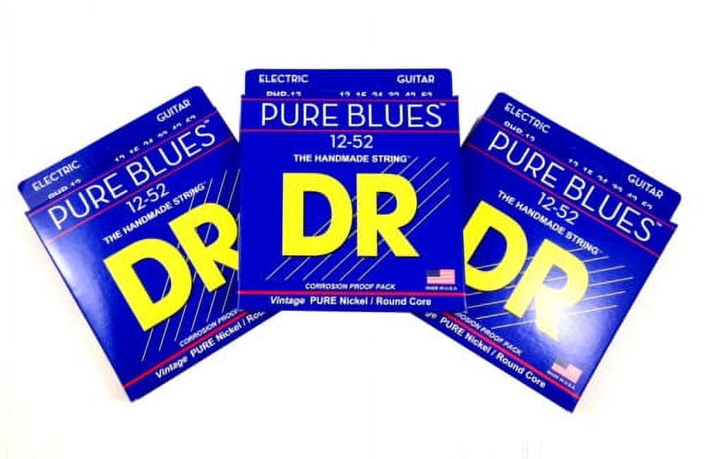 DR Guitar Strings Electric 3-Pack  Pure Blues Vintage Pure Nickel  12-52