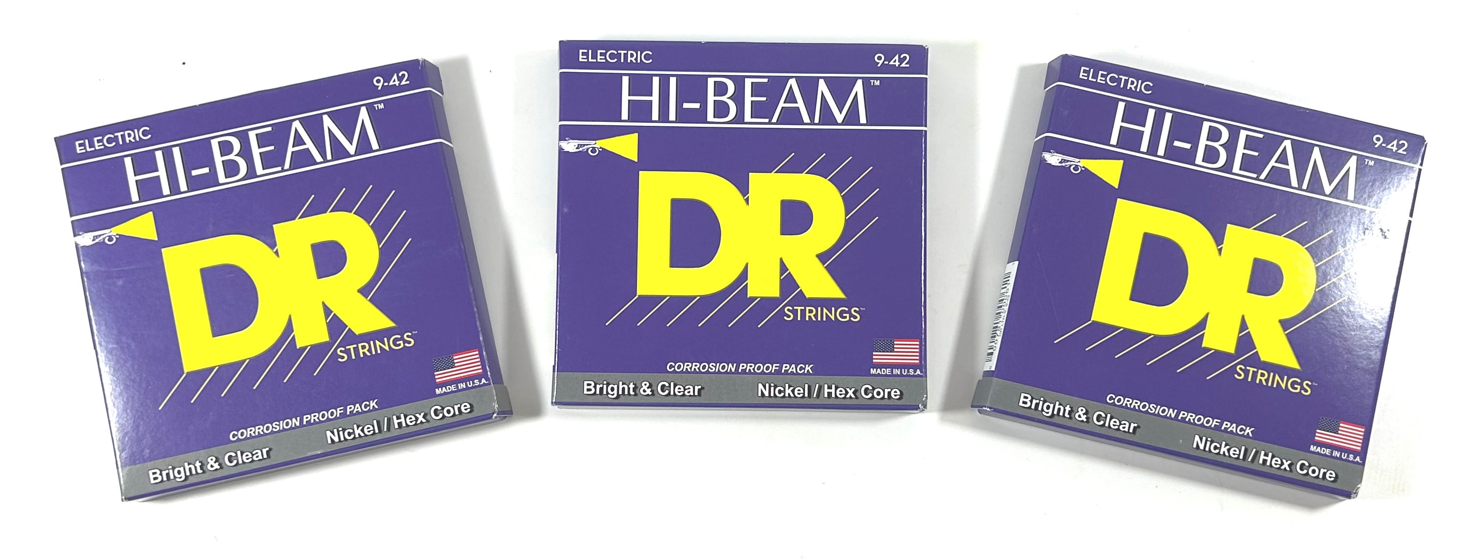 DR Guitar Strings Electric 3 Sets Hi-Beam 08-38 Extra Light Handmade USA
