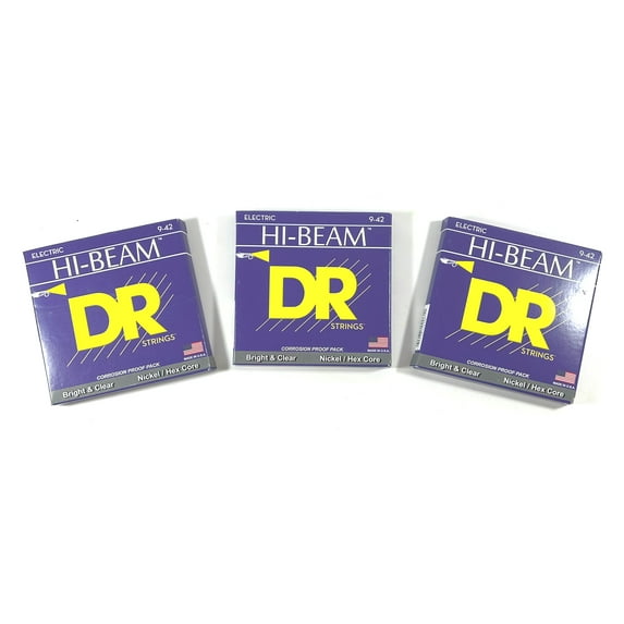 DR Guitar Strings Electric 3 Sets Hi-Beam 08-38 Extra Light Handmade USA