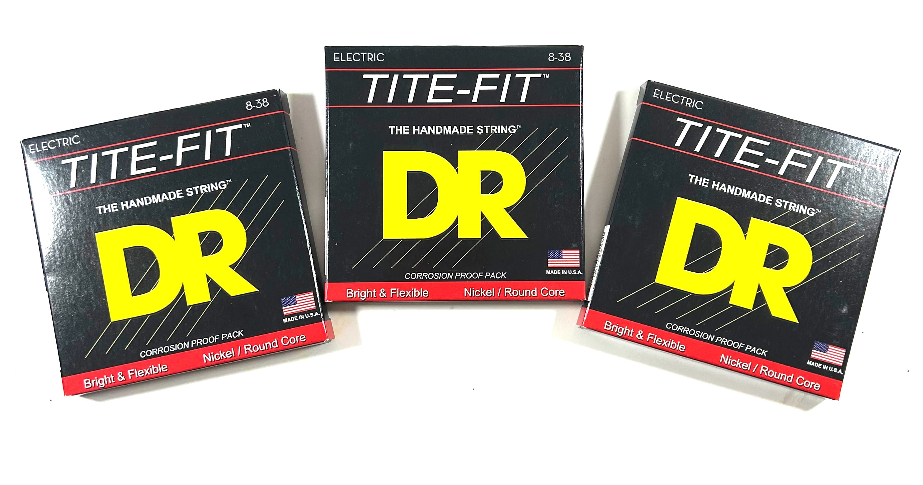 DR Guitar Strings Electric 3 Sets Tite-Fit 08-38 Extra Light Handmade USA
