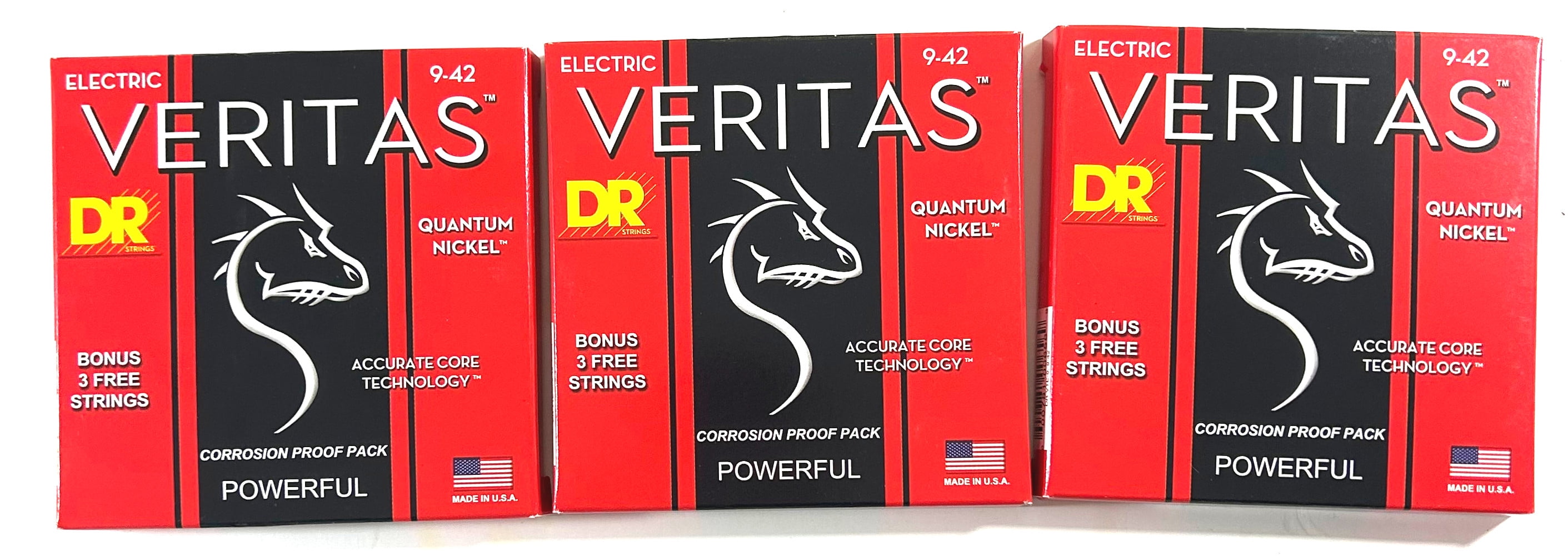 DR Guitar Strings Electric 3 Sets Veritas VTE-9 Extra Light 09-42 Quantum Nickel
