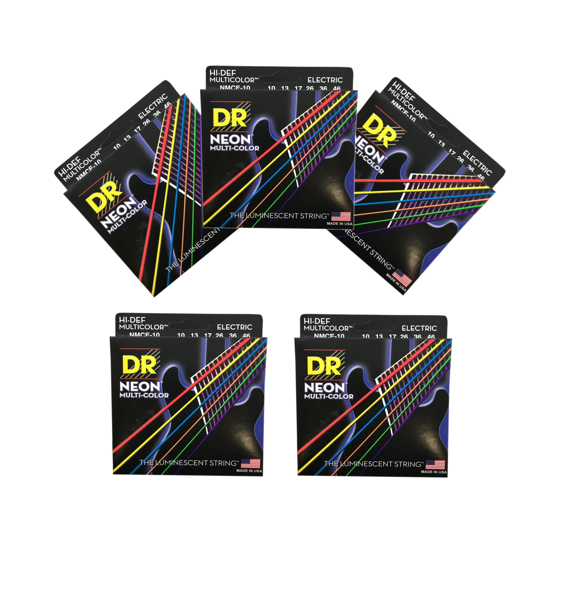 DR Guitar Strings Electric 5 Pack Neon Multicolor 10-46