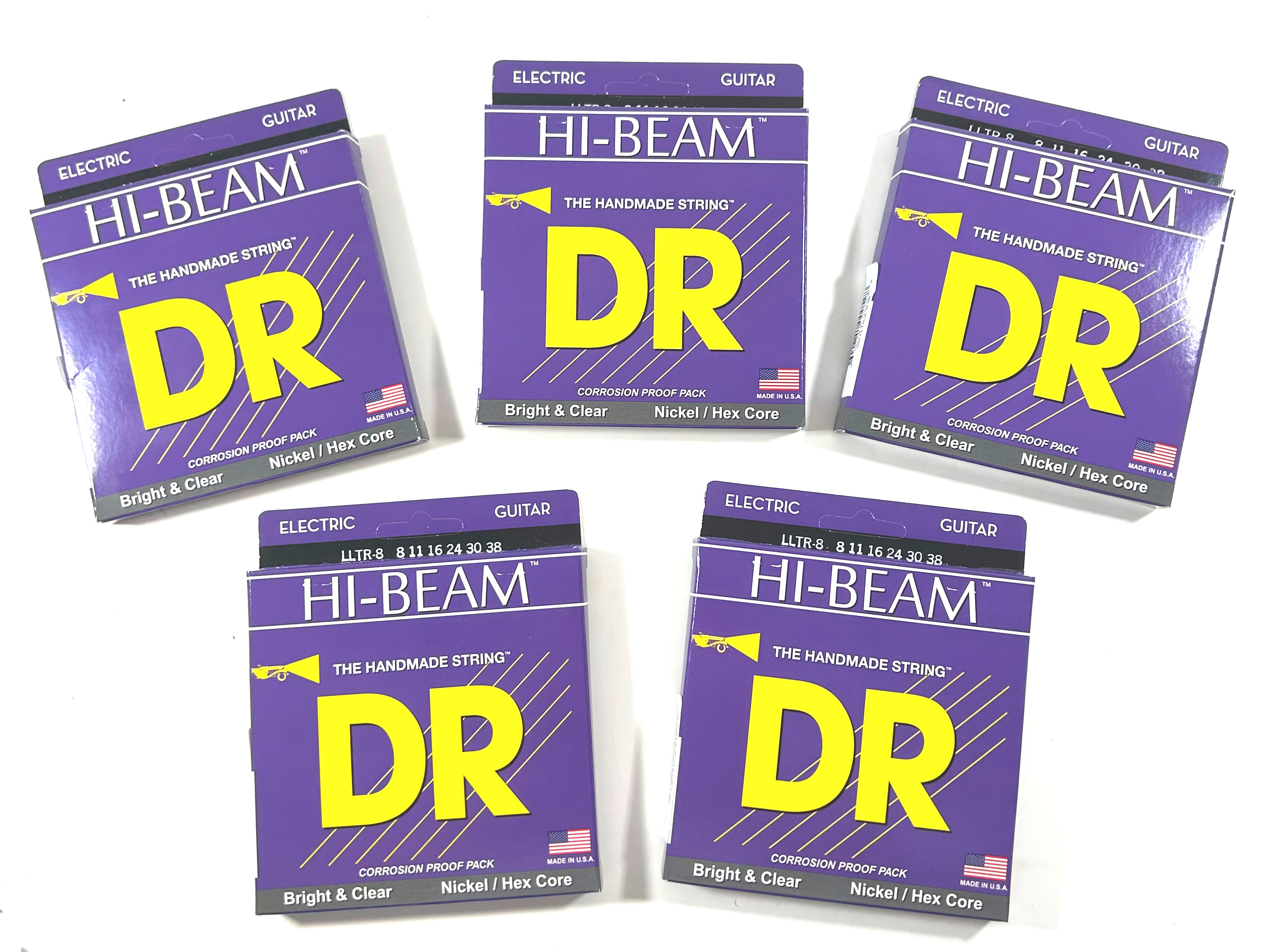 DR Guitar Strings Electric 5 Sets Hi-Beam 08-38 Extra Light Handmade USA