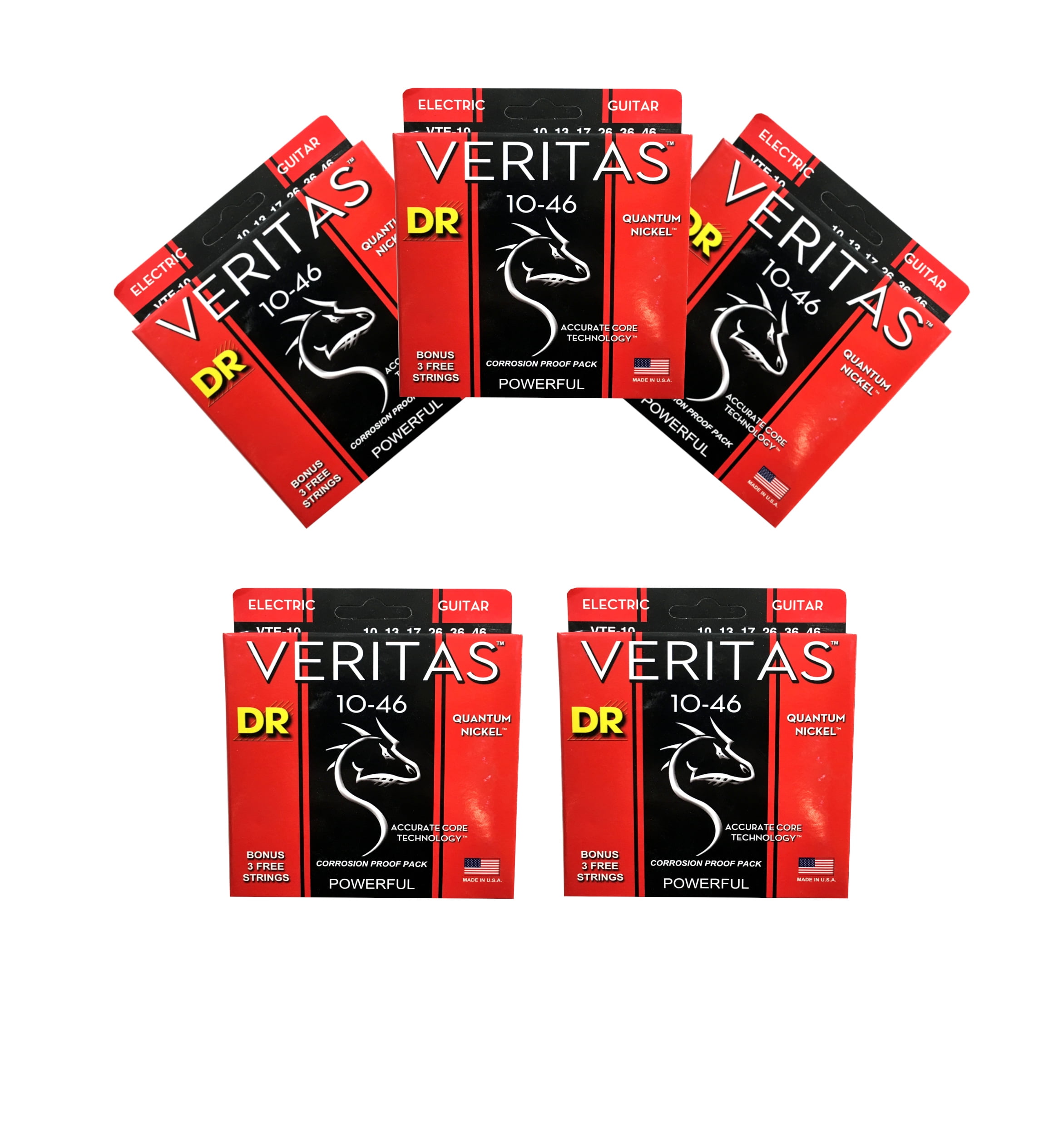 DR Guitar Strings Electric 5 Sets Veritas 10-46 Quantum Nickel VTE-10