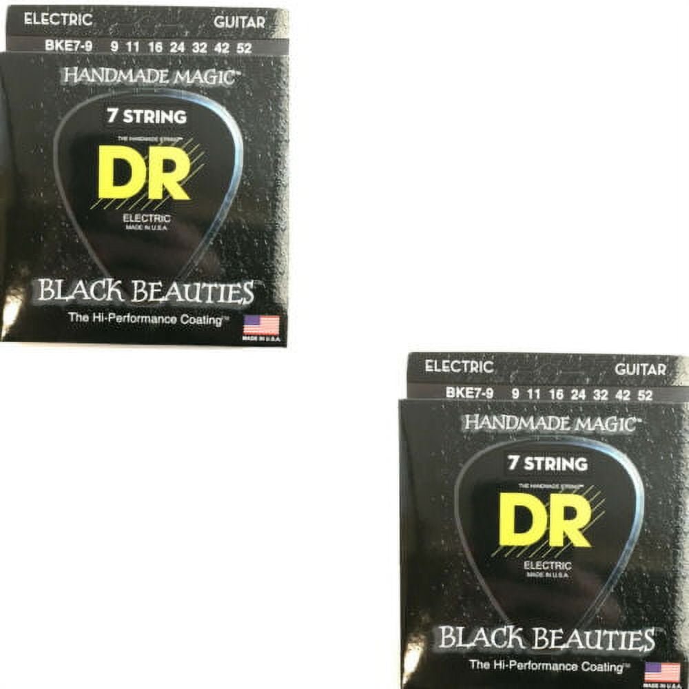 DR Guitar Strings Electric 7-String 2-Pack K3 Black Beauties 9-52 Extra Light