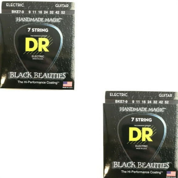 DR Guitar Strings Electric 7-String 2-Pack K3 Black Beauties 9-52 Extra Light