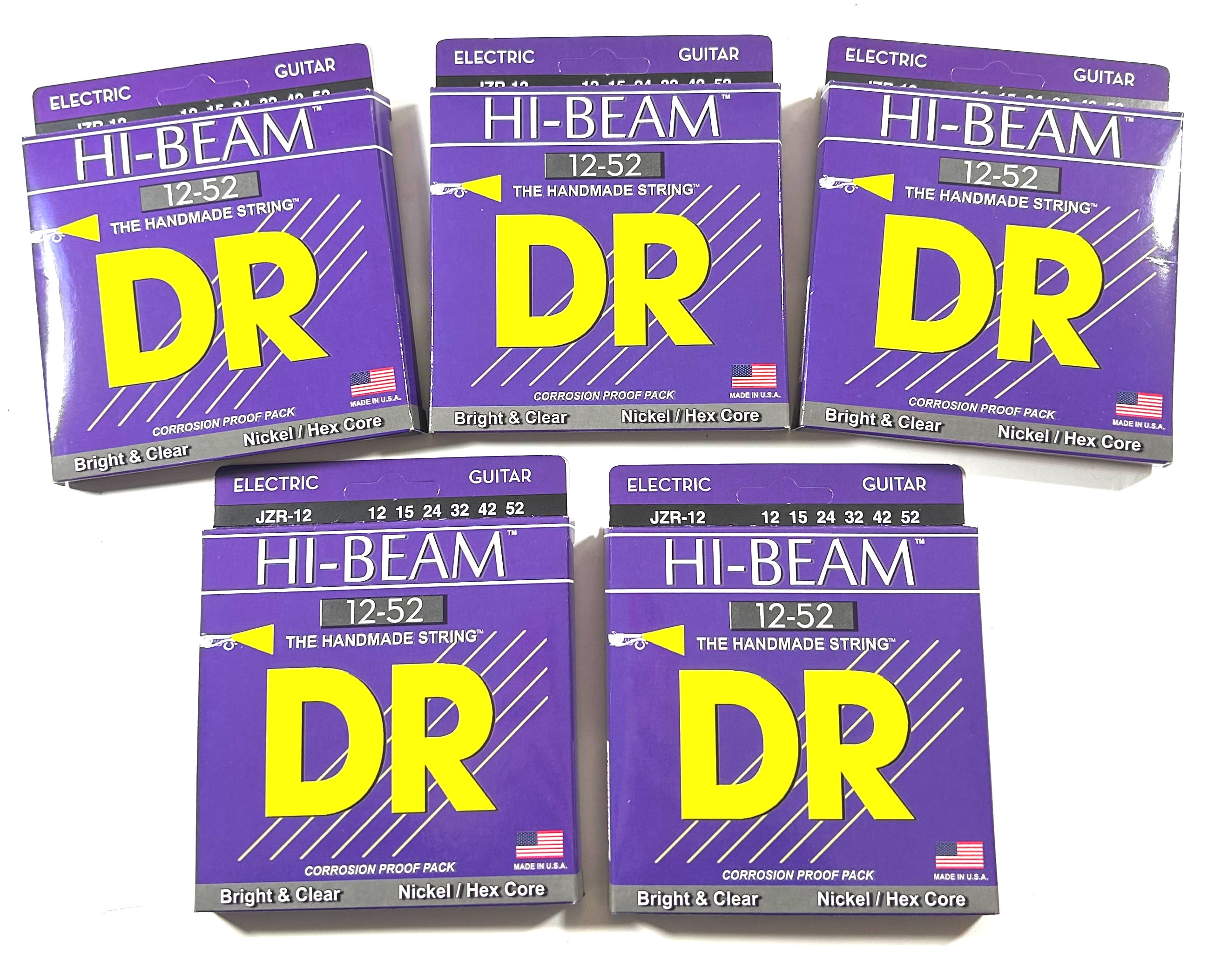 DR Guitar Strings Electric Hi Beam 5 Sets 12-52 Nickel Plated Hex Core JZR-12