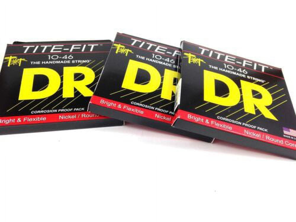 DR Guitar Strings Electric Tite-Fit 3 Pack 10-46 Medium Handmade USA