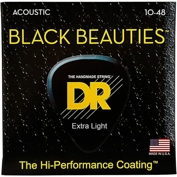 DR Strings Black Beauties Acoustic Guitar Strings Extra Lite