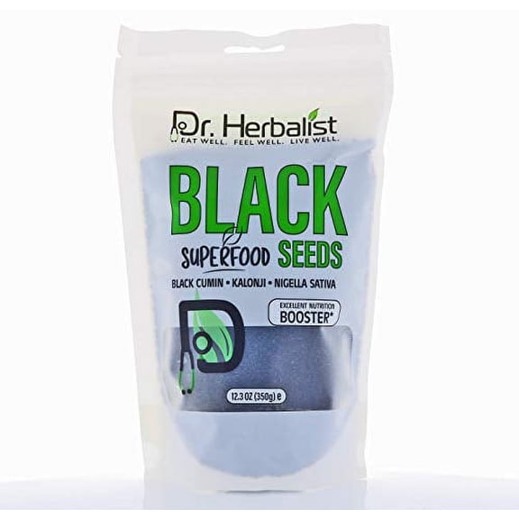 DR. Herbalist | Black Seeds 12.3 OZ (350g) - Black Cumin Seed Whole - Comino Negro Seed - Kalonji Seeds - Whole Nigella Sativa Seed - Excellent Nutrition Booster - Digestive Health