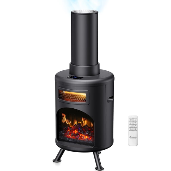 DR. INFRARED HEATER DR-991 Portable Electric Fireplace Space Heater w/ Humidifier & Remote, Infrared Heat, 3D Flame Effect, Timer, Quiet, 1500W, ETL Listed, Freestanding, LED Display
