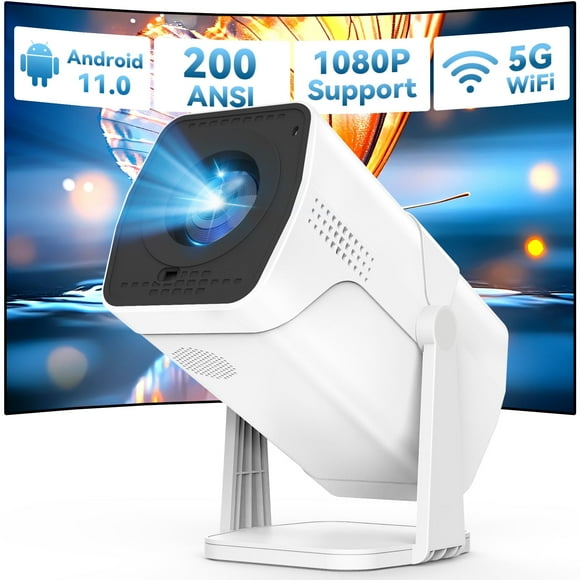 GCZ Projector 4K 1080P Support, Smart Projector with WiFi and Bluetooth, Built-in Apps, Up to 250 Display for Home/Outdoor/Party