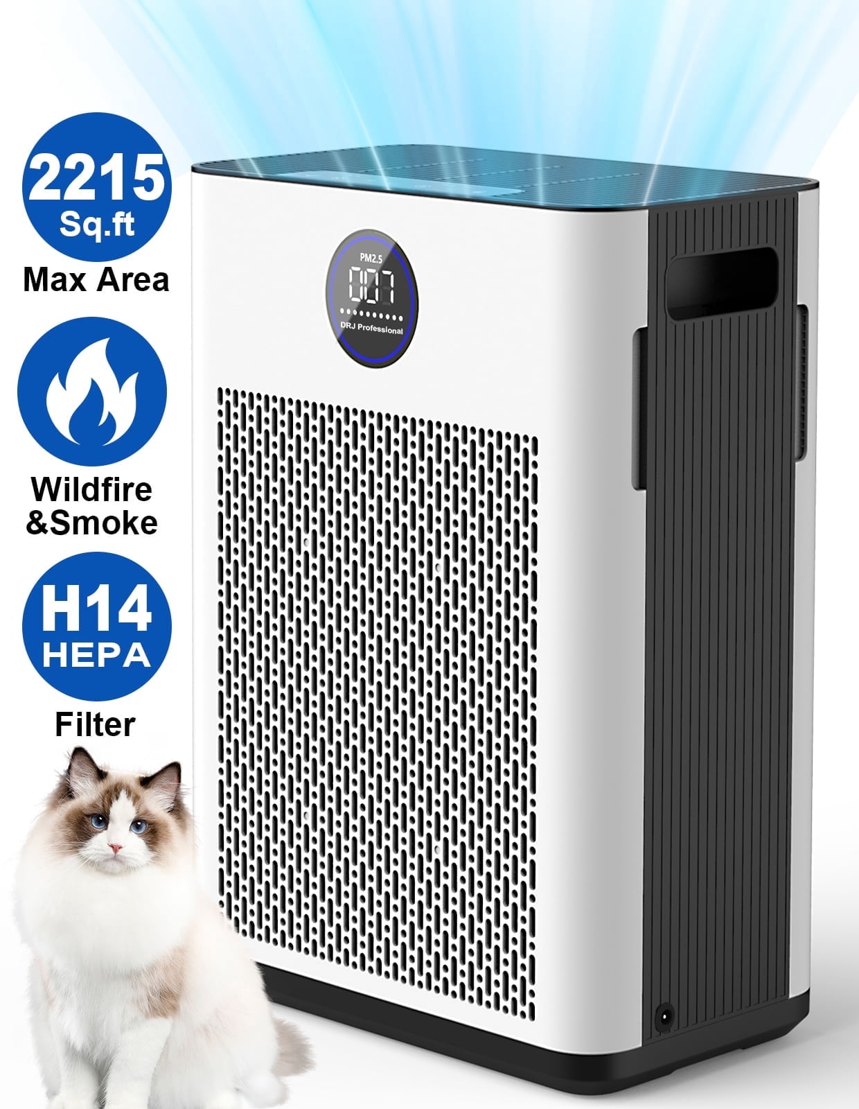 AIRFIRE H14 HEPA Air Purifiers for Home up to 2215 Sq.ft, Air Purifier for Allergies and Asthma, Pollen, Wildfire/Smoke, Pet Dander & Odor, Dust, AP304, White