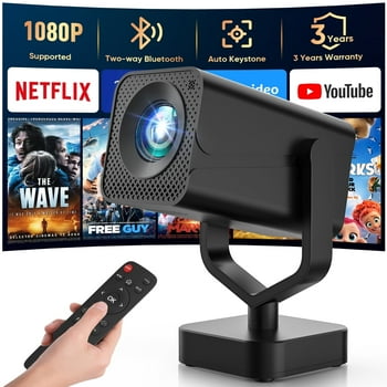 GCZ Bluetooth Projector, 1080P Support Portable Projector with Auto Keystone, Compatible with TV Stick/HDMI/USB, for Home/Party/Outdoor Use