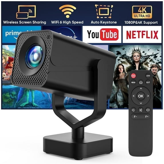 GCZ Projector with WiFi and Bluetooth, 1080P Support Portable Projector, Auto Keystone and Electric Focus, Max 160" Screen, Compatible with TV Stick