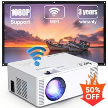 DR. J Professional Mini Projector with WIFI Portable Wifi Projector for Outdoor Movie Projector Support 1080P for Home Theater