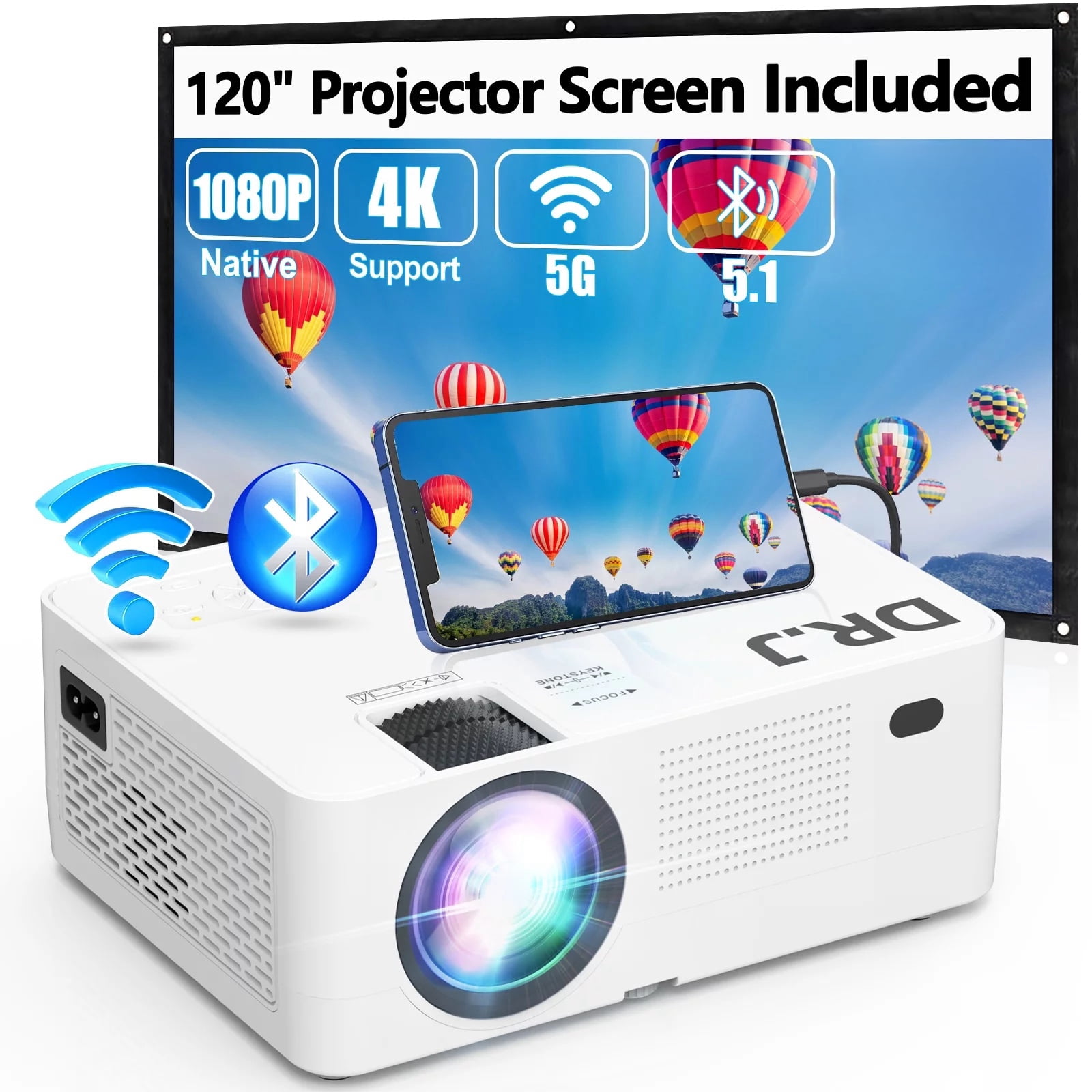 Projector with Wifi and Bluetooth, 4K Supported Video Projector