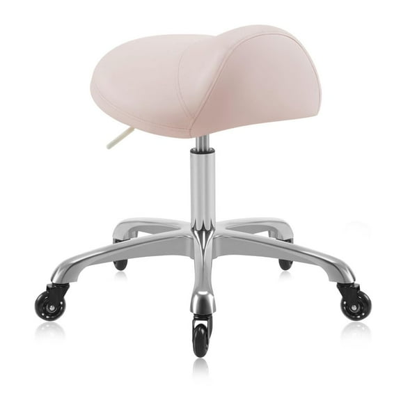 DR.LOMILOMI Heavy-Duty Ergonomic Pneumatic Swivel Rolling Saddle Stool with Extra Wide Seat for Hygienic Clinic Spa Massage Home and Office - 505 KIMO (Vanilla)