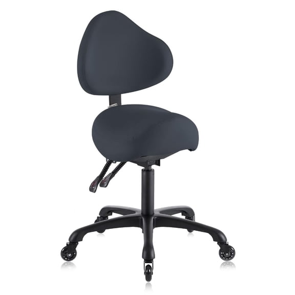 DR.LOMILOMI Pneumatic Swivel Rolling Saddle Stool with Wheels and Back Support for Hair Stylist, Hygienic Clinic Spa Massage, Home, Office - 510 KOA (Queen Blue, Standard)