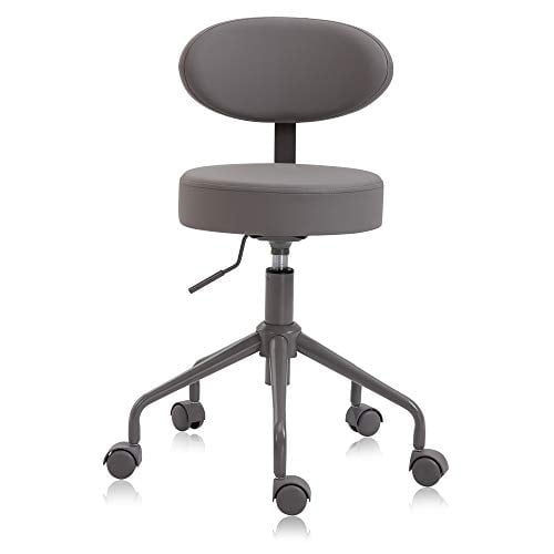 DR.LOMILOMI Pneumatic Swivel Rolling Stool Chair with Backrest 503
