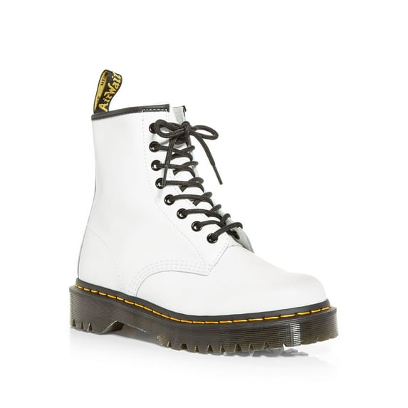DR MARTENS Womens White Pull Tab Oil Resistant Lug Sole Comfort 1460 Bex Round Toe Block Heel Lace-Up Leather Combat Boots 5
