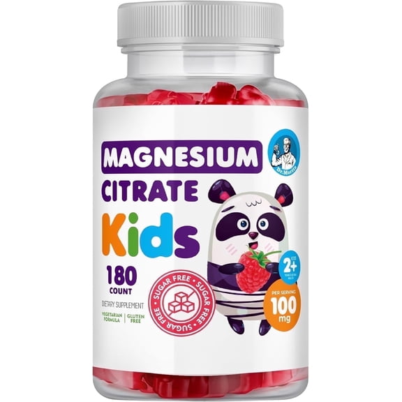 DR. MORITZ Sugar-Free Calm Magnesium Gummies for Kids and Adults - Kids Magnesium Gummies - Magnesium Citrate Gummies (180 Count (Pack of 1), Raspberry)