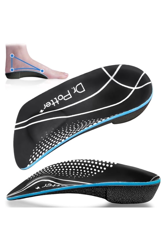 3/4 Plantar Fasciitis Insoles, High Arch Support Inserts for Flat Feet, Over-Pronation, Metatarsal Support Insoles (Size: Medium)