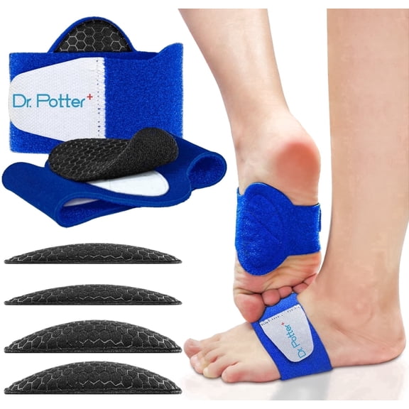 DR. POTTER+ Adjustable Arch Support Sleeves for Plantar Fasciitis Relief, with Removable Arch Support Pads for High Arch, Flat Feet, Feet Pain Relief