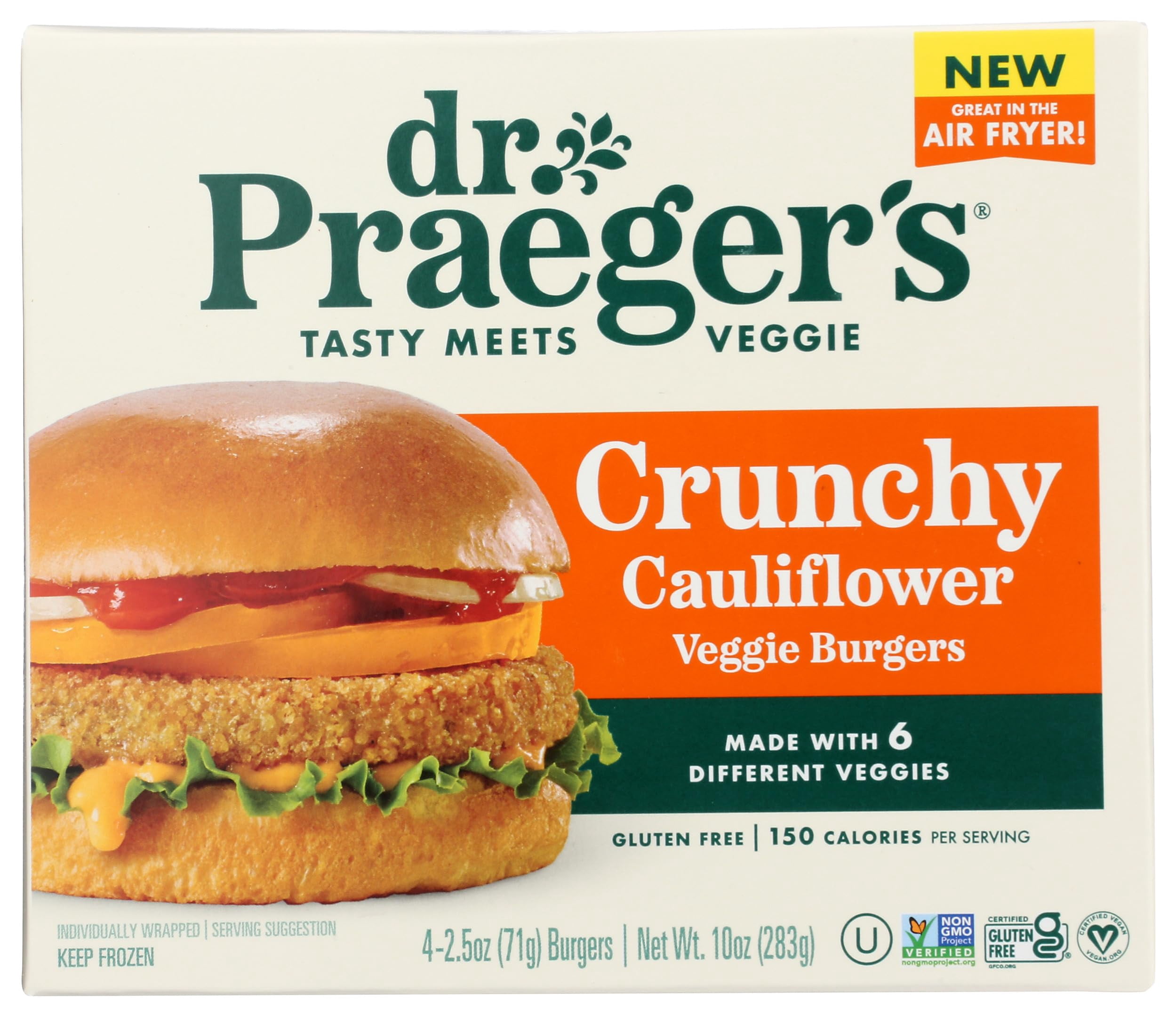 DR PRAEGERS Crunchy Cauliflower Veggie Burgers, 10 OZ
