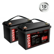 Dr. Prepare 2 Pack 12V 100Ah LiFePO4 Lithium Battery Deep Cycle Batteries for RVs, Trolling Motors, Boats