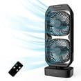 thumbnail image 1 of DR.PREPARE Small Oscillating Tower Fan with Remote, Rechargeable Battery Powered Desk Fan for Bedroom, 250° Tilt, 8H Timer, 3 Speeds, Portable Table Bedside Fan for Office Plants Outdoor, 1 of 9