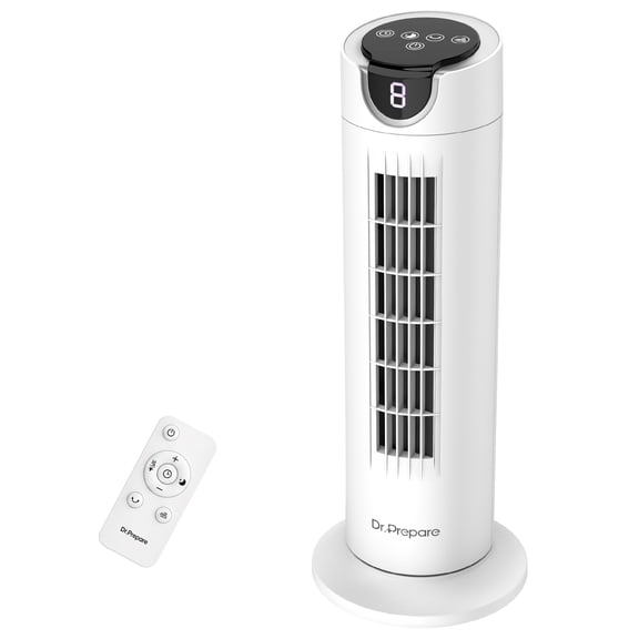 DR.PREPARE Tower Fan for Bedroom, 25 dB Quiet DC Motor Bladeless Fan, Detachable Washable Design, 8 Speeds, 8H Timer, 80 Oscillating Fans