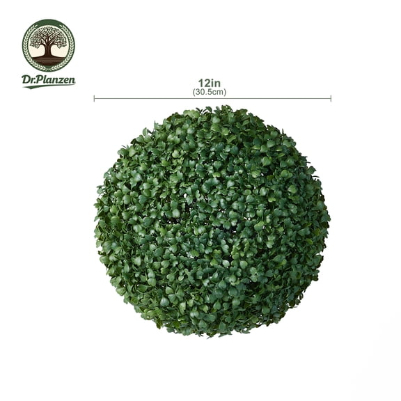 DR.Planzen 12'' Artificial Boxwood Topiary Ball Set, UV Resistant Fake Greenery Decor Balls for Indoor Outdoor, Garden Patio Porch Front Door Decoration