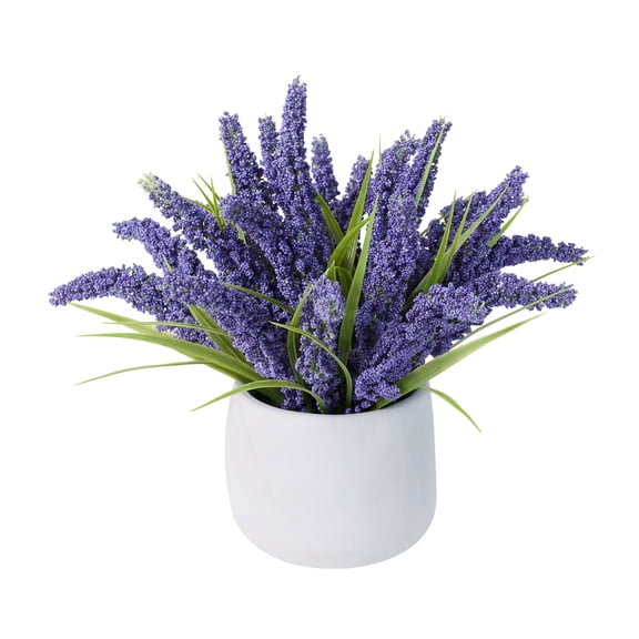12in Artificial Lavender Plant in White Pot Faux Lavender Flowers Fake Lavender Plant, 21 Stems 42 Leaves Dense Realistic Purple Artificial Flowers for Farmhouse Home Bathroom Desk Decor