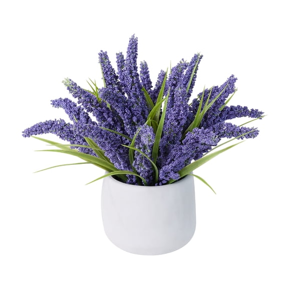 DR.Planzen 12in Artificial Lavender Plant in White Pot Faux Lavender Flowers Fake Lavender Plant, 21 Stems 42 Leaves Dense Realistic Purple Artificial Flowers for Farmhouse Home Bathroom Desk Decor
