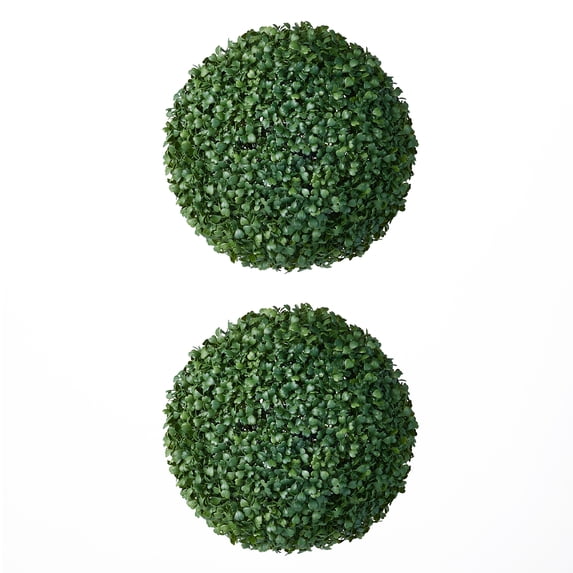 DR.Planzen 2 Pack 12'' Artificial Boxwood Topiary Ball Set, UV Resistant Fake Greenery Decor Balls for Indoor Outdoor, Garden Patio Porch Front Door Decoration