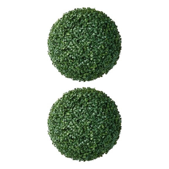 DR.Planzen 2 Pack 15'' Artificial Boxwood Topiary Ball Set, UV Resistant Fake Greenery Decor Balls for Indoor Outdoor, Garden Patio Porch Front Door Decoration