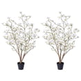 thumbnail image 1 of DR.Planzen 2 Pack 3ft Artificial White Dogwood Tree, Lifelike Faux Dogwood Flower Tree with Green Leaves for Home Decor Indoor Outdoor, Spring Decoration for Living Room Office, 1 of 9