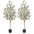 thumbnail image 1 of DR.Planzen 2 Pack 4ft Artificial Olive Tree Indoor, Tall Faux Olive Tree, Artificial Plants with Natural Wood Trunk and Lifelike Fruits for Home Office Decor, 1 of 11